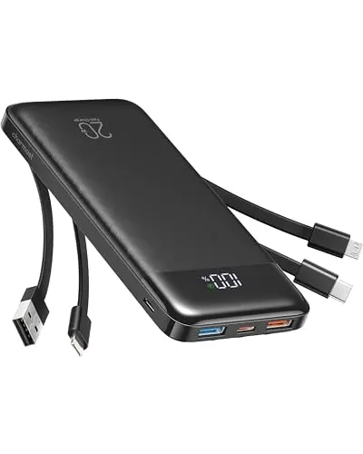CHARMAST 20000mAh Power Bank with multiple built-in cables