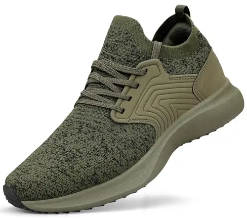 Abboos women's army green athletic walking shoes on a floor