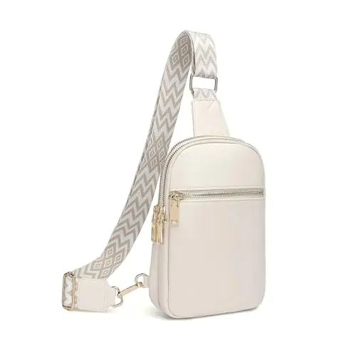 DIOMO vegan leather RFID sling bag for women in beige brown