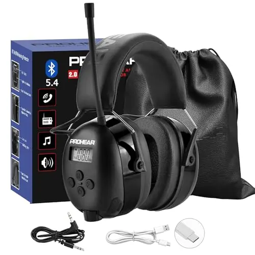 PROHEAR 033 black Bluetooth and radio earmuffs with USB-C port