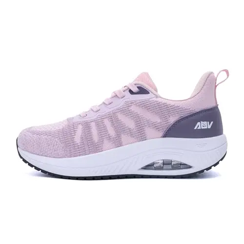 BiNHam women's pink and purple walking sneaker with wedge shape