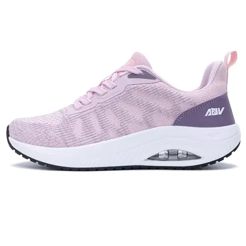 BiNHam Women's Walking Shoes with arch support in pink and purple