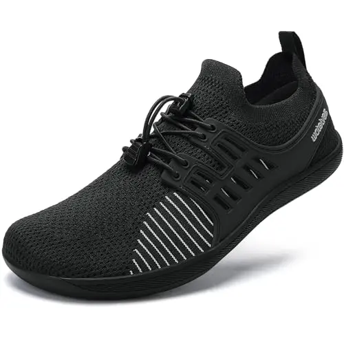 WateLves black unisex barefoot shoes with a sleek, sock-like design.
