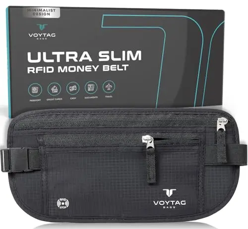 VOYTAG premium travel pouch with padded mesh back and adjustable strap