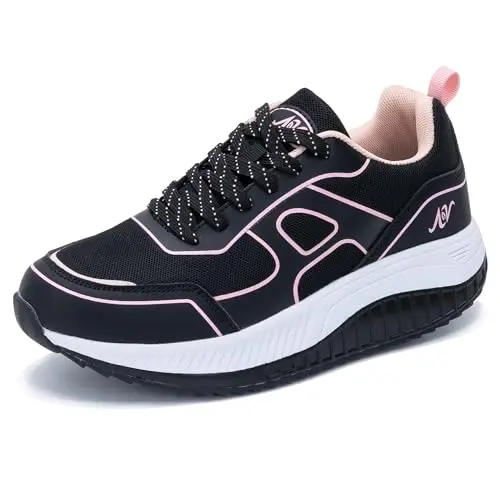 AOV Women's pink walking sneaker with arch support on a light background