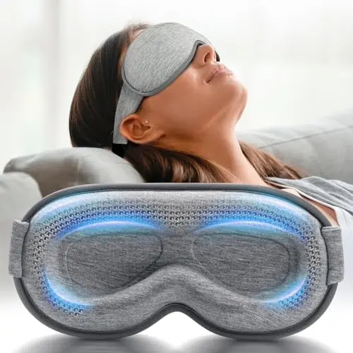 FACEMOON weighted gray sleep mask with 3D contour and included earplugs