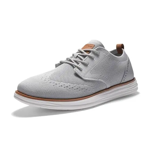Bruno Marc Men's KnitFlex mesh oxford sneakers with a chunky sole in grey.