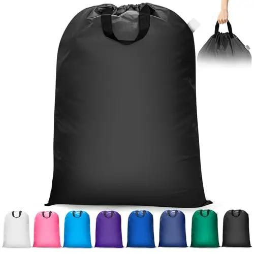 Isink extra large black laundry bag with sturdy fabric handles