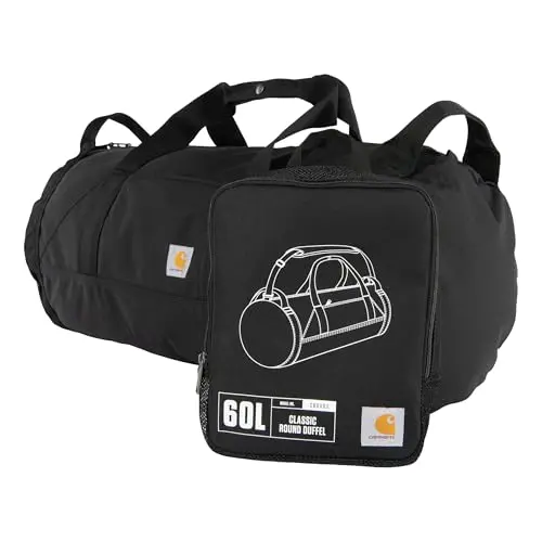 Carhartt classic round black duffel bag with utility pouch