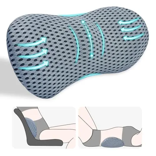 Kasney gray oval lumbar support pillow with breathable mesh cover