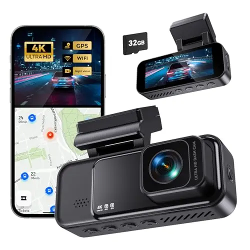 COOLCRAZY compact 4K dash cam mounted on a windshield
