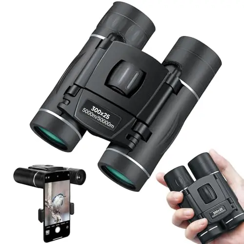 Jivcok 300x25 mini pocket binoculars with phone adapter