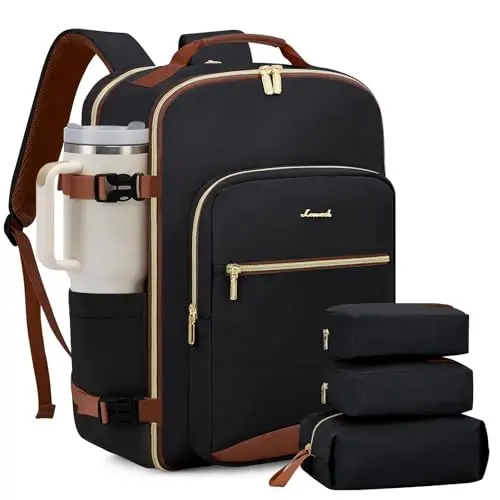 LOVEVOOK 40L backpack with packing cubes laid out