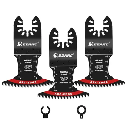 EZARC bi-metal extra-wide oscillating saw blade for clean wood cutting