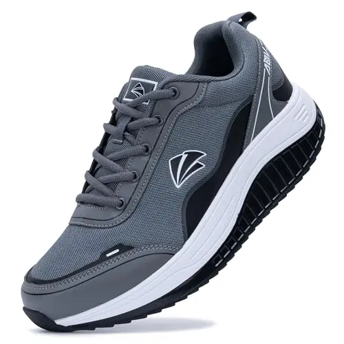 QAUPPE men's grey and black wide width orthotic walking sneakers.