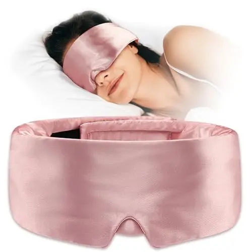 Umisleep pink satin sleep mask with adjustable strap