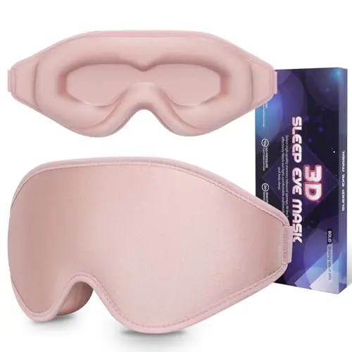 Dec.Metu pink sleep mask with silk-like fabric and memory foam