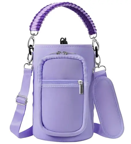 AceTreker large neoprene water bottle sleeve with paracord handle and shoulder strap