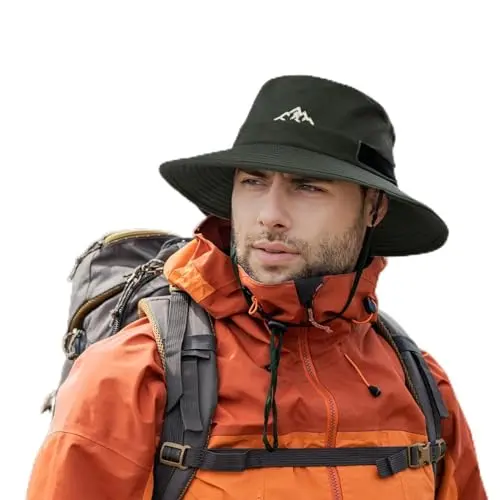 Green TOP-EX waterproof bucket hat for hiking and fishing