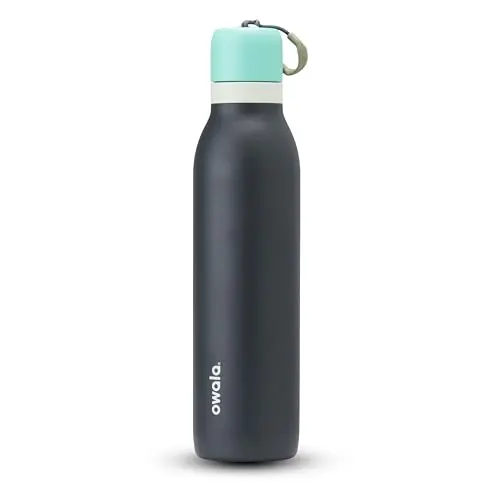 Owala FreeSip Twist water bottle in Blue/Grey with twist-top lid