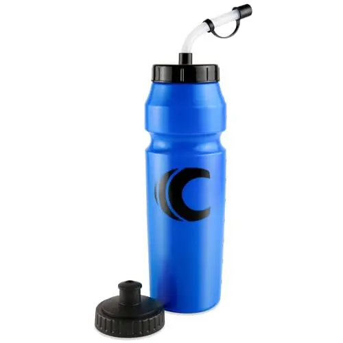 Cannon Sports 1 liter water bottle with straw and squeeze lids in royal blue