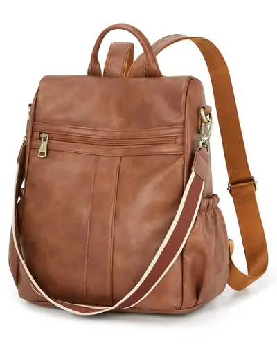 Missnine PU leather anti-theft backpack with large capacity for 13-inch laptop