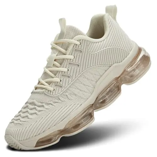 Luogoks women's khaki walking and running shoes with mesh upper