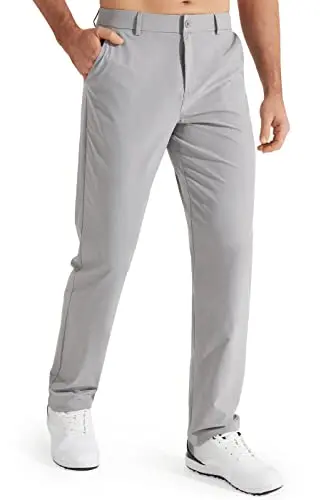 Libin Men's Lightweight Golf and Travel Pants in light grey