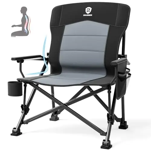 EVER ADVANCED black oversized camping chair with adjustable lumbar support