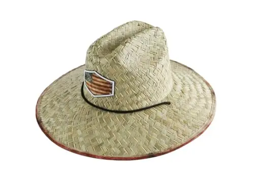 TUREVIEW straw lifeguard hat with US flag patch