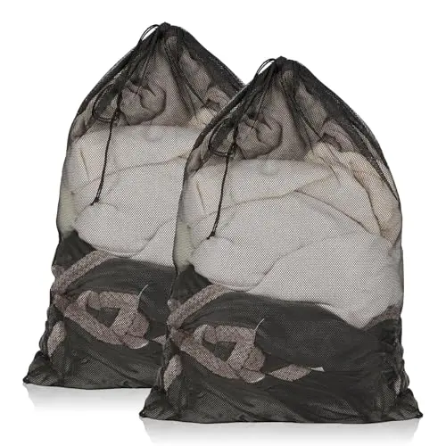 PEASUG two-pack of black mesh laundry drawstring bags
