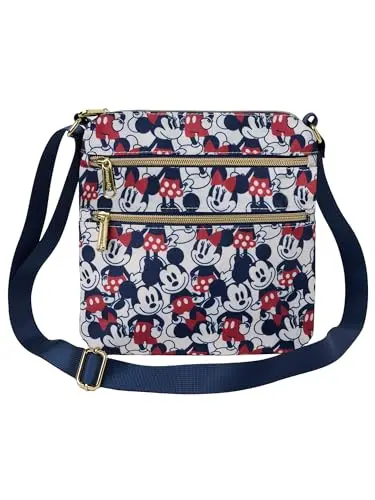 Loungefly Mickey and Minnie Mouse Crossbody Purse in Navy Nylon