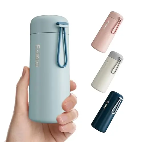 Exllena 8oz small stainless steel water bottle in Grayish Blue