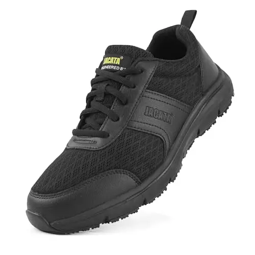 Jacata unisex black slip-on work shoes for kitchen staff