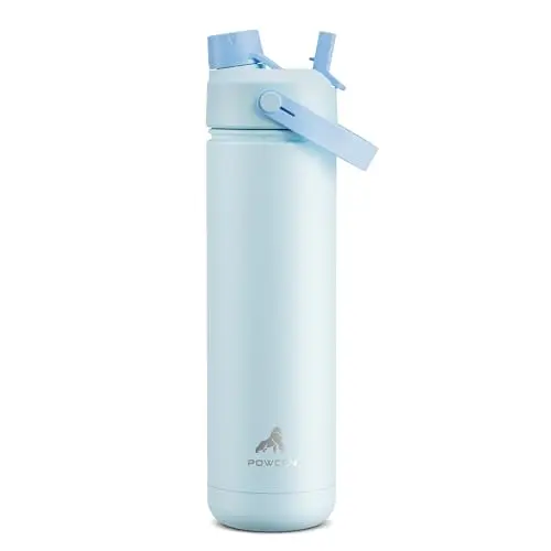 POWCAN 26oz water bottle in Sea Breeze color with a 2-in-1 straw and spout lid.