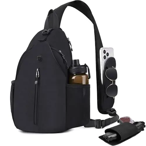 DEYACE crossbody sling backpack with YKK zippers and adjustable holster