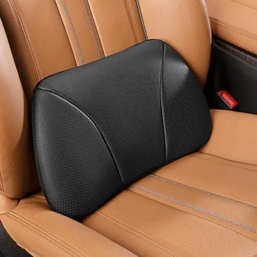 POKSRI genuine leather lumbar support pillow