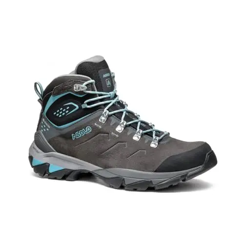 ASOLO women's bunion fit waterproof hiking boots on a rocky trail