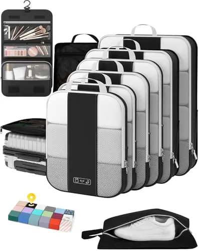 OlarHike 10-Piece Compression Packing Cube Set in Black