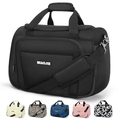 MIAOJIE black underseat travel tote bag with multiple pockets