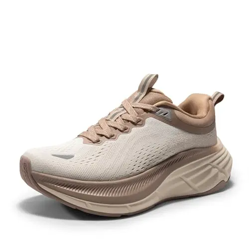 NORTIV 8 Women's Walking Shoes in beige and khaki with reflective strip