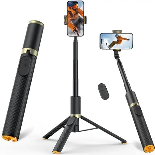 Vimose 62-inch all-in-one phone tripod and selfie stick, folded