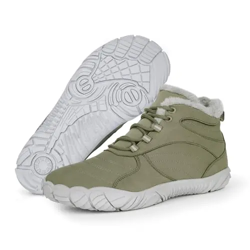 Barefoot style winter hiking boots with wide toe box