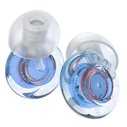 Yawsoy blue high fidelity earplugs with multiple ear tips and storage case