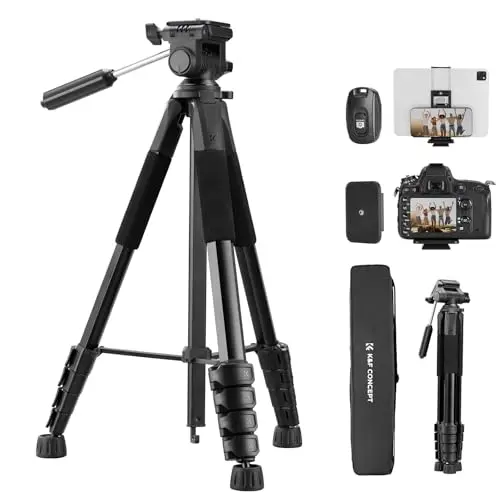 K&F CONCEPT pentagonal tube travel tripod for phone and camera