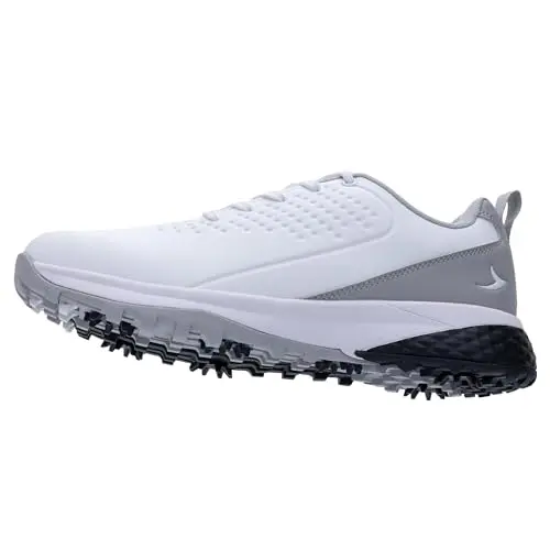 NRNHI men's waterproof vegan leather spiked golf shoes