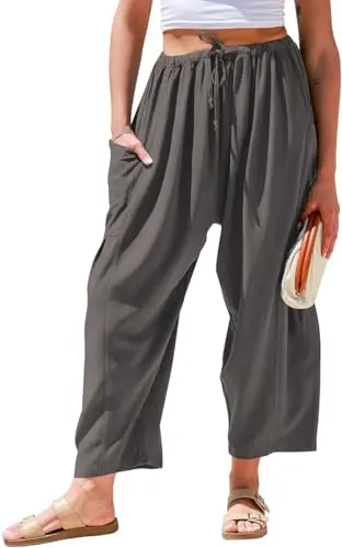 TARSE women's super baggy linen harem pants in dark gray