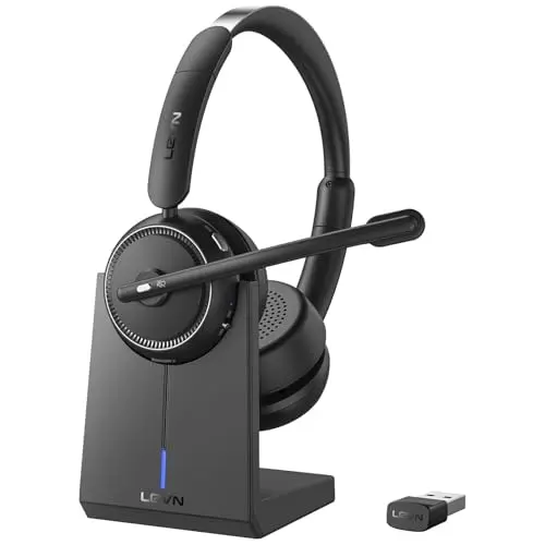 LEVN wireless headset with microphone for work calls