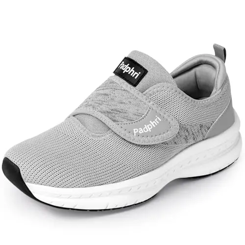 Padphri extra wide diabetic walking shoes for men with neuroma in grey
