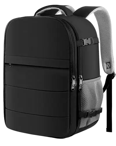 HOTOR Travel Backpack open on a suitcase